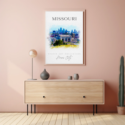 Kansas City Missouri Skyline Watercolor Poster Poster