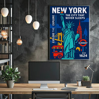 Explore New York City in Vibrant Urban Cityscape Poster
