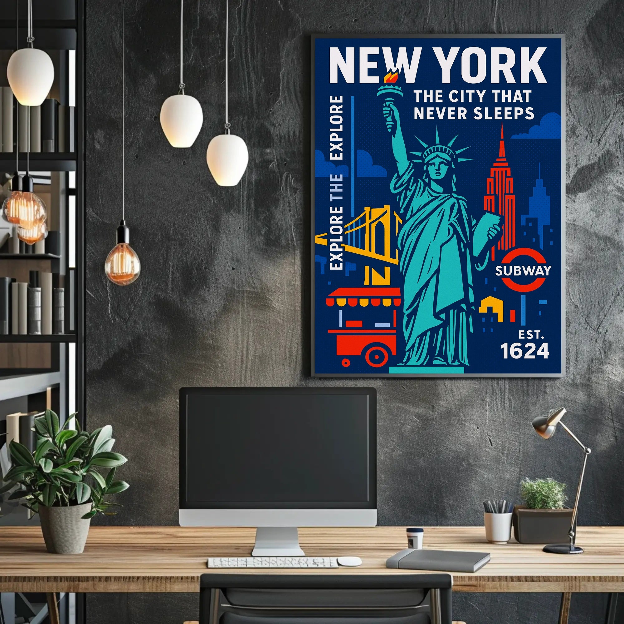 Explore New York City in Vibrant Urban Cityscape Poster