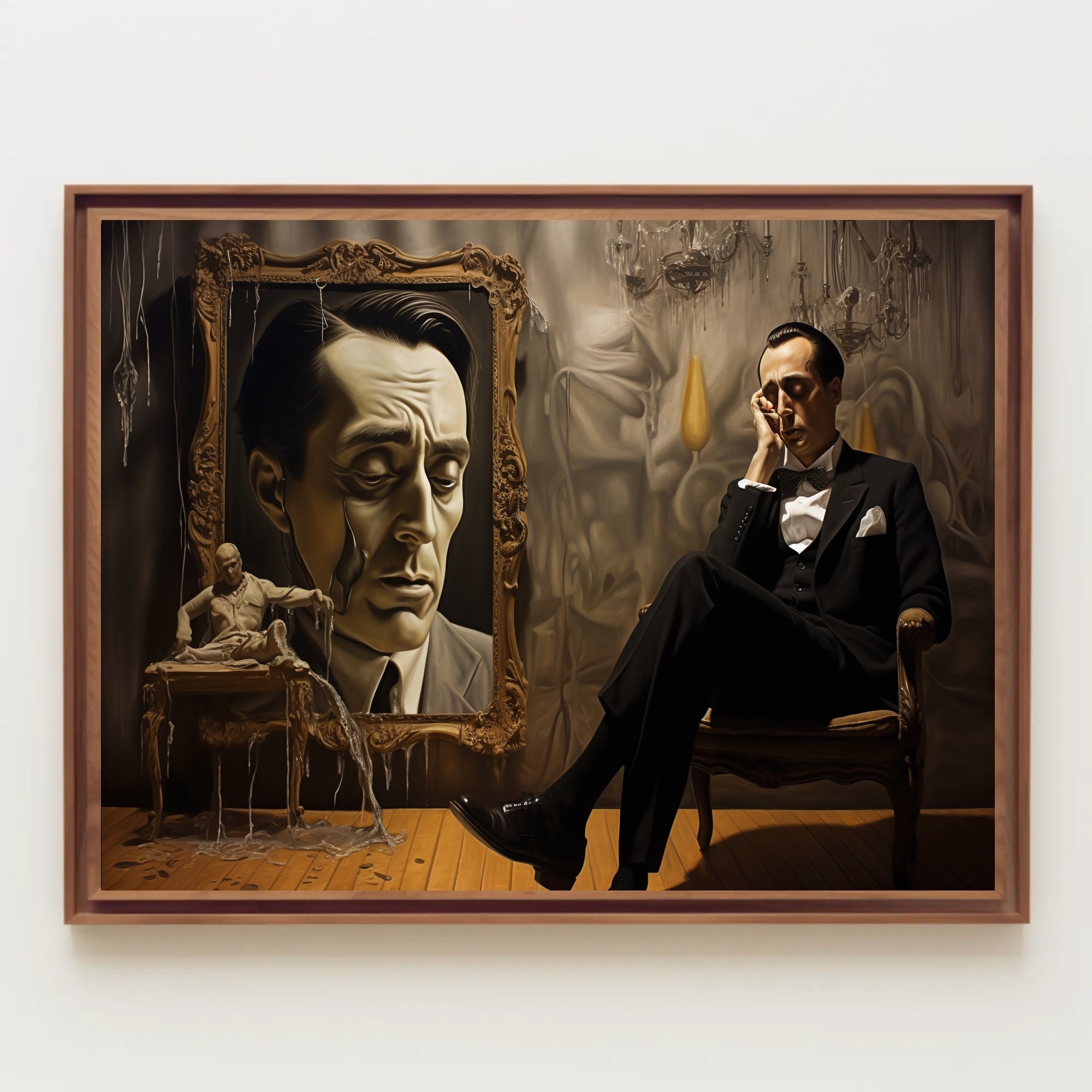 Introspective Vintage Scene in Dim Room Artistic Poster