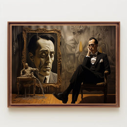 Introspective Vintage Scene in Dim Room Artistic Poster