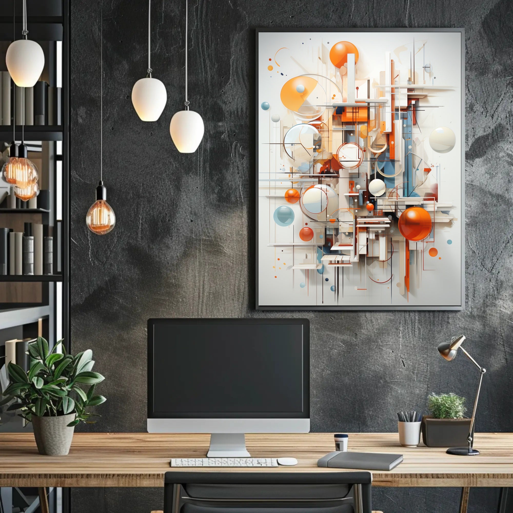 Modern Geometric Abstract Art Poster, Abstract, Artistic, or Pop Culture Poster