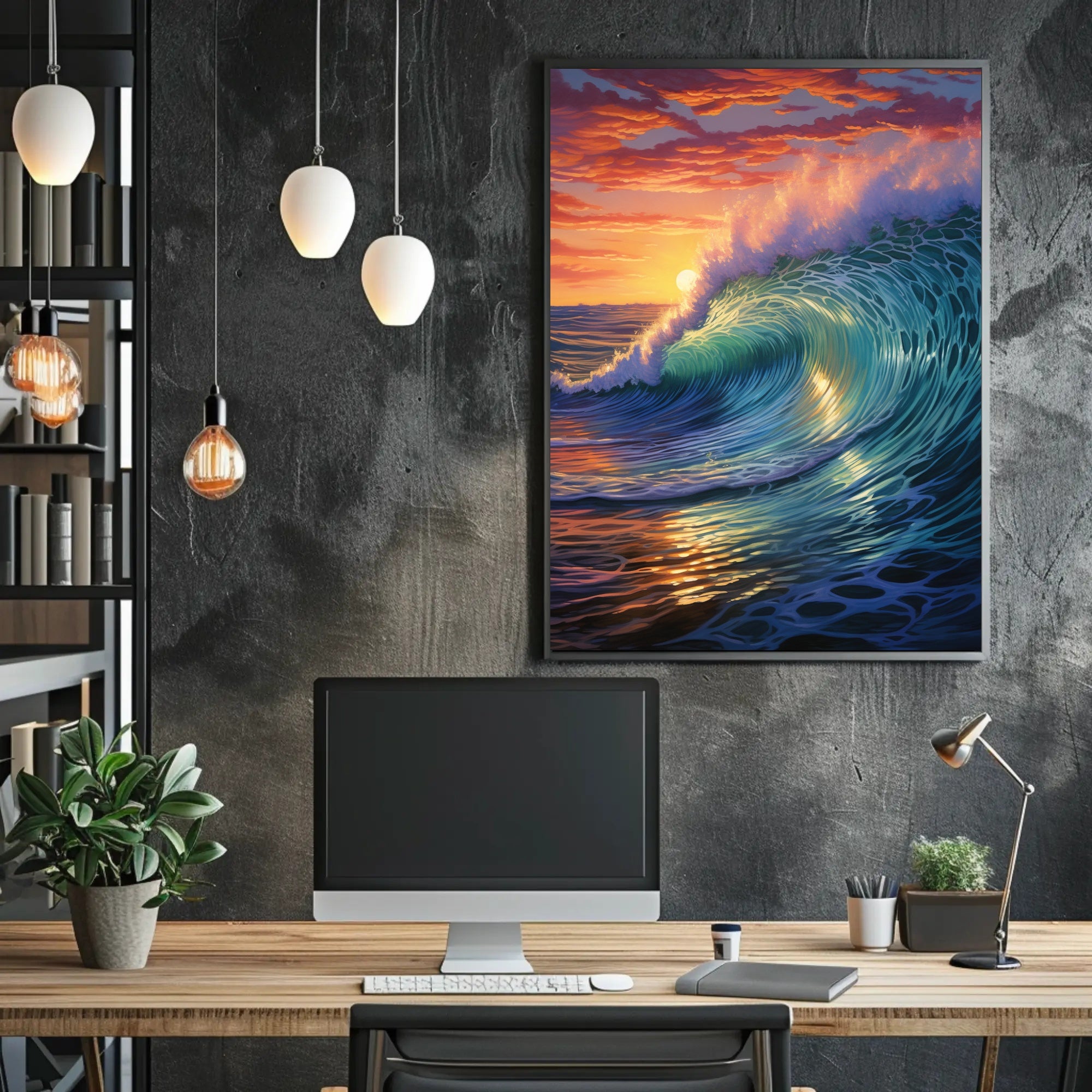 Ocean Wave At Sunset Art Print - Artistic Poster