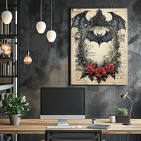 Gothic Bat Design Artistic Abstract and Pop Culture Poster