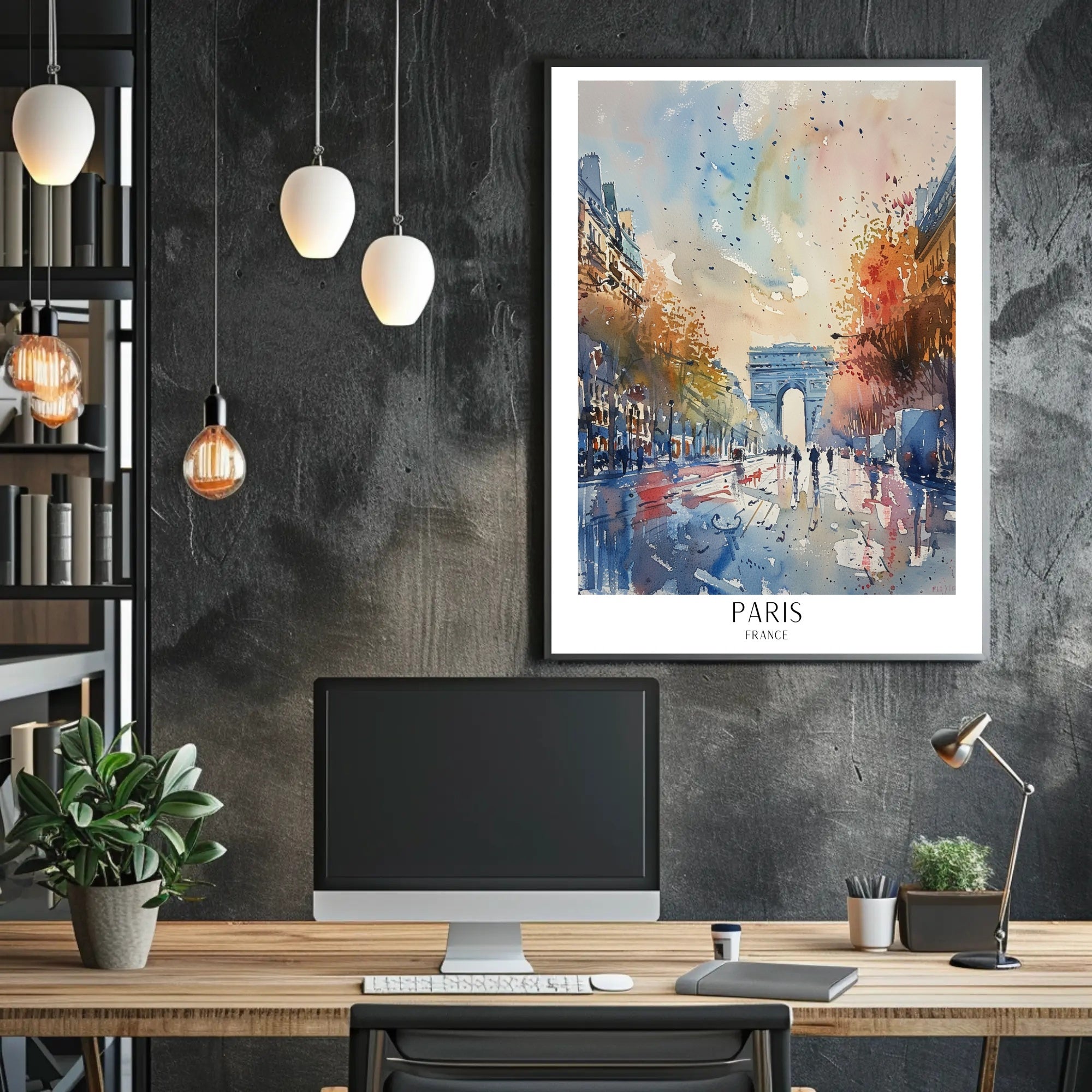 Paris Arc de Triomphe Impressionistic Watercolor Urban or Cityscape Poster PosterGoat