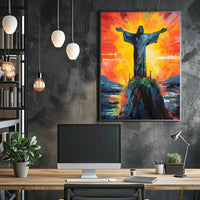 Vibrant Abstract Christ Statue Art: Abstract or Artistic Poster