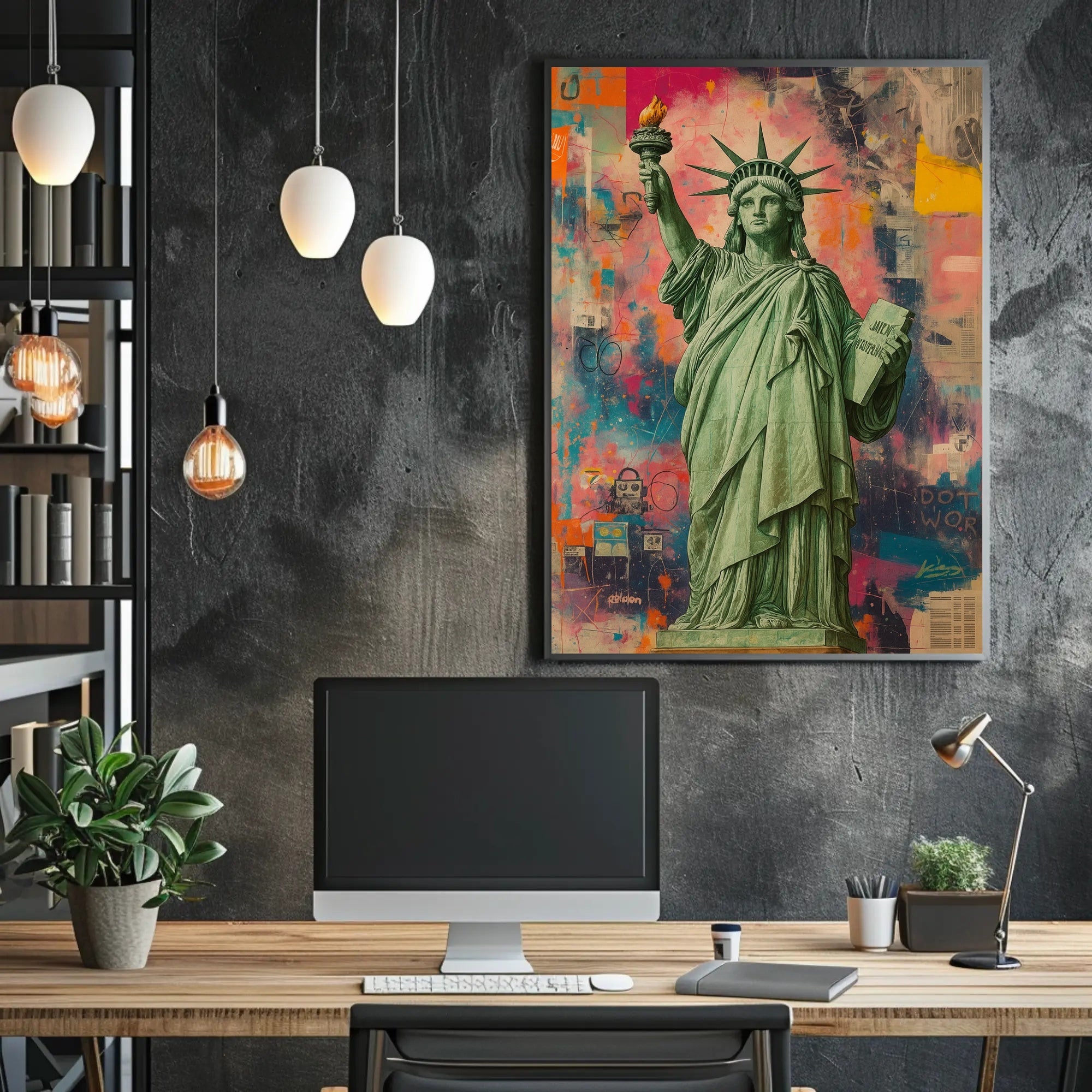 Statue of Liberty Vibrant Pop Art Poster - Abstract, Artistic, or Pop Culture Poster