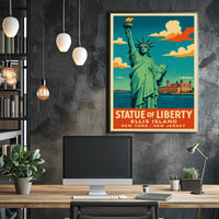 Statue Of Liberty And Ellis Island Poster