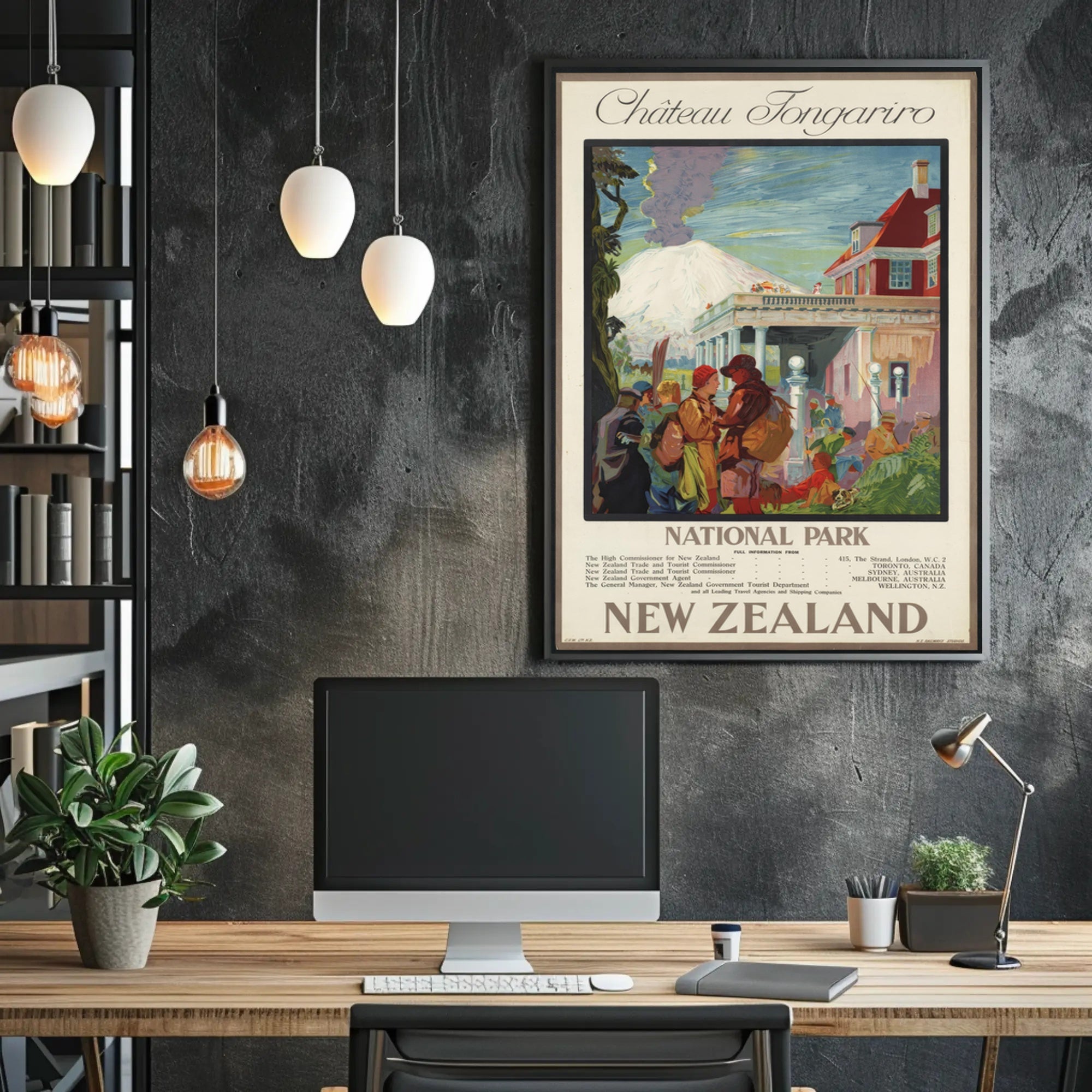 Chateau Tongariro Travel Poster Vintage New Zealand