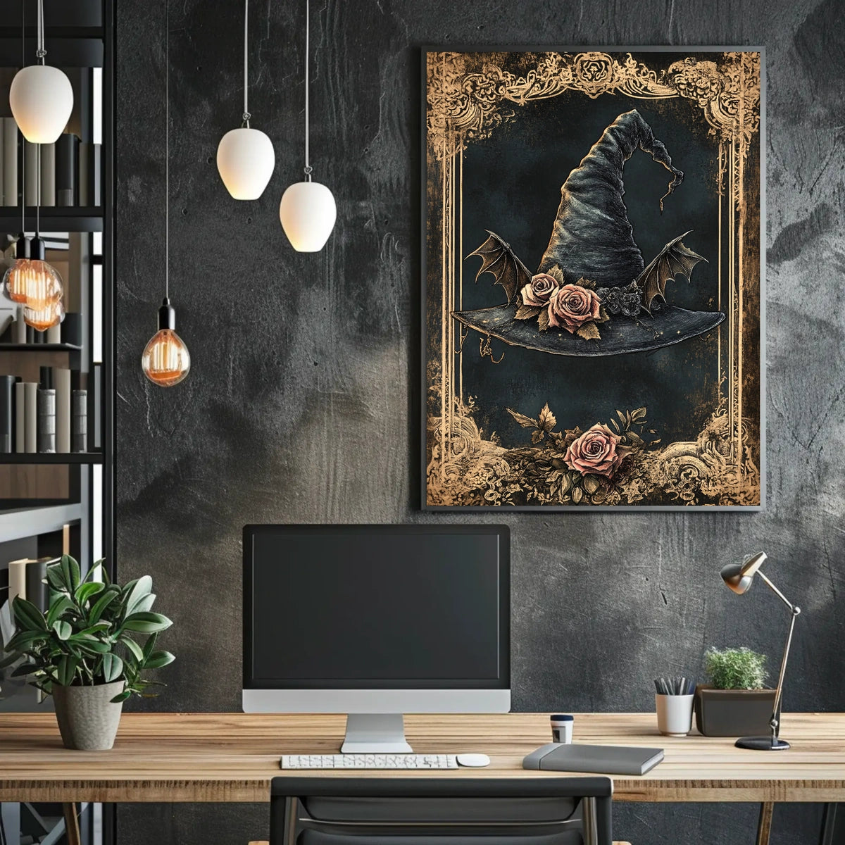 Whimsical Witch's Hat with Vintage Floral Details Cultural Poster