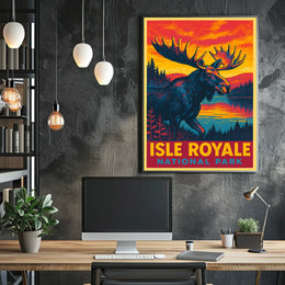 Isle Royale Moose Vintage Adventure Poster