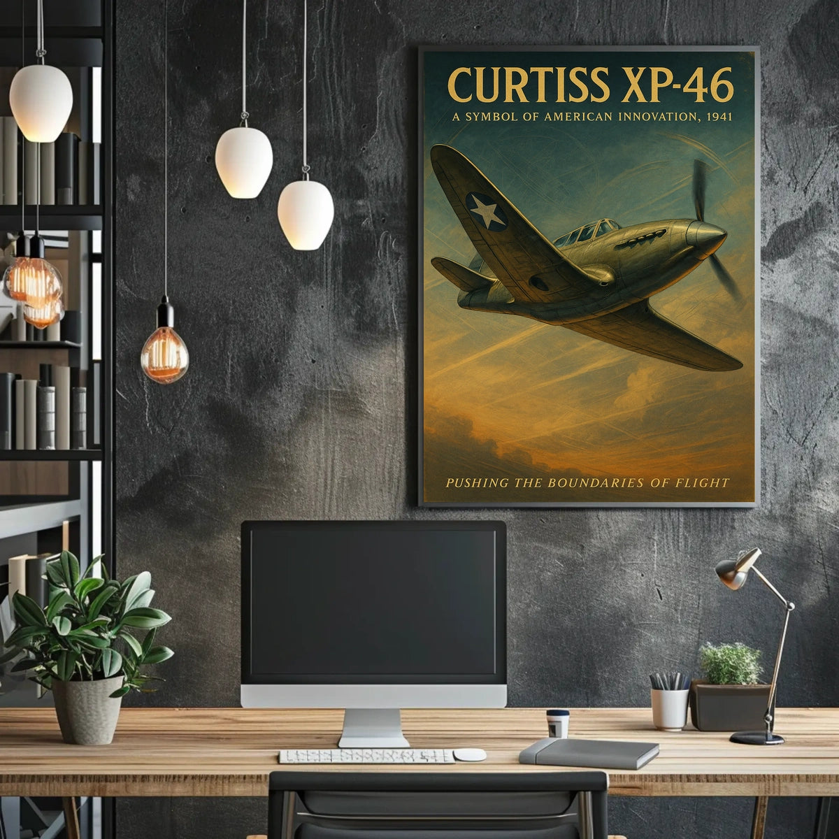 Curtiss XP-46 Vintage WWII Aviation Poster