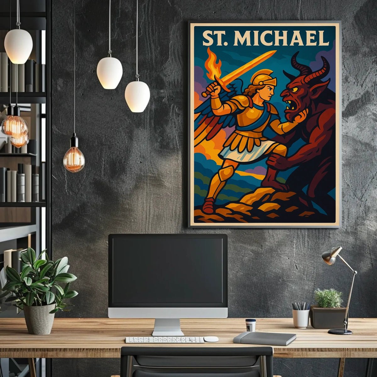 Saint Michael Archangel Wall Art Poster For Catholic Decor Sacred Guardian Artwork
