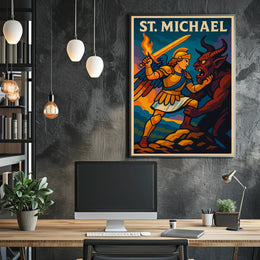 Saint Michael Archangel Wall Art Poster For Catholic Decor Sacred Guardian Artwork