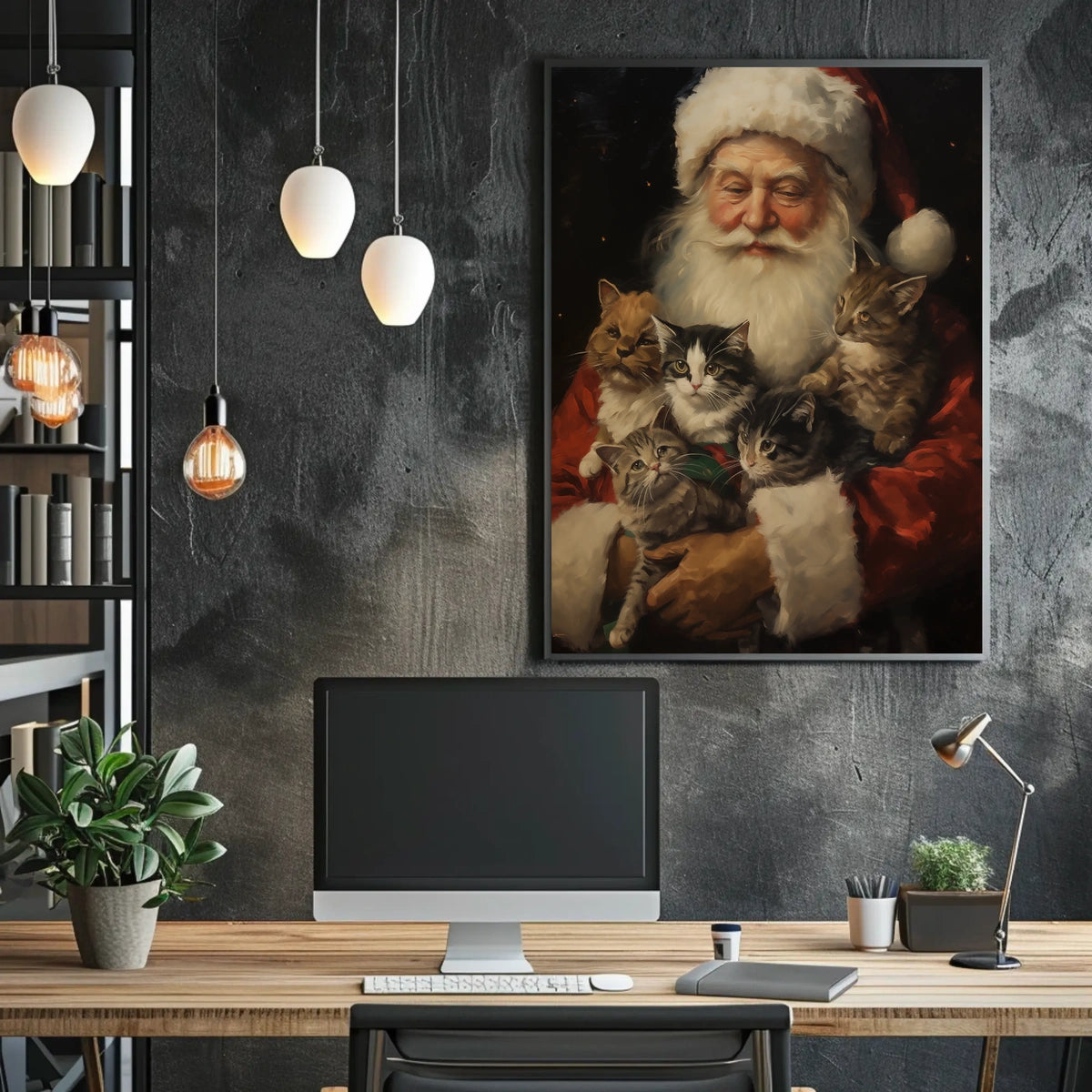 Santa Claus With Kittens Poster