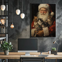Santa Claus With Kittens Poster