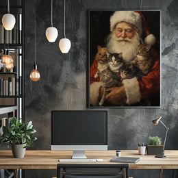 Santa Claus With Kittens Poster