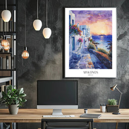 Mykonos Sunset Dreaming Travel Poster PosterGoat