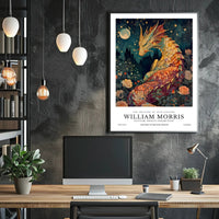Artistic Dragon and Roses: 19th Century Heritage Poster