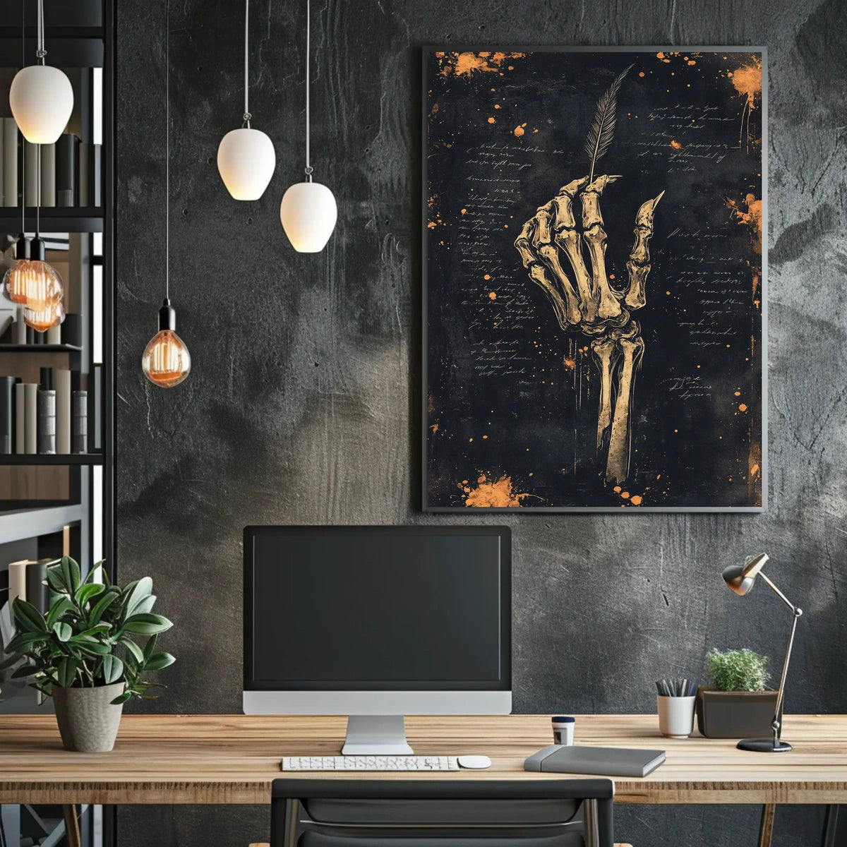 Skeleton Hand with Quill Art Artistic or Pop Culture Poster