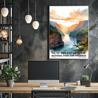 New River Gorge Watercolor Wall Art Poster