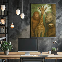 Serene Wildlife Harmony in Forest Scene Animal Poster