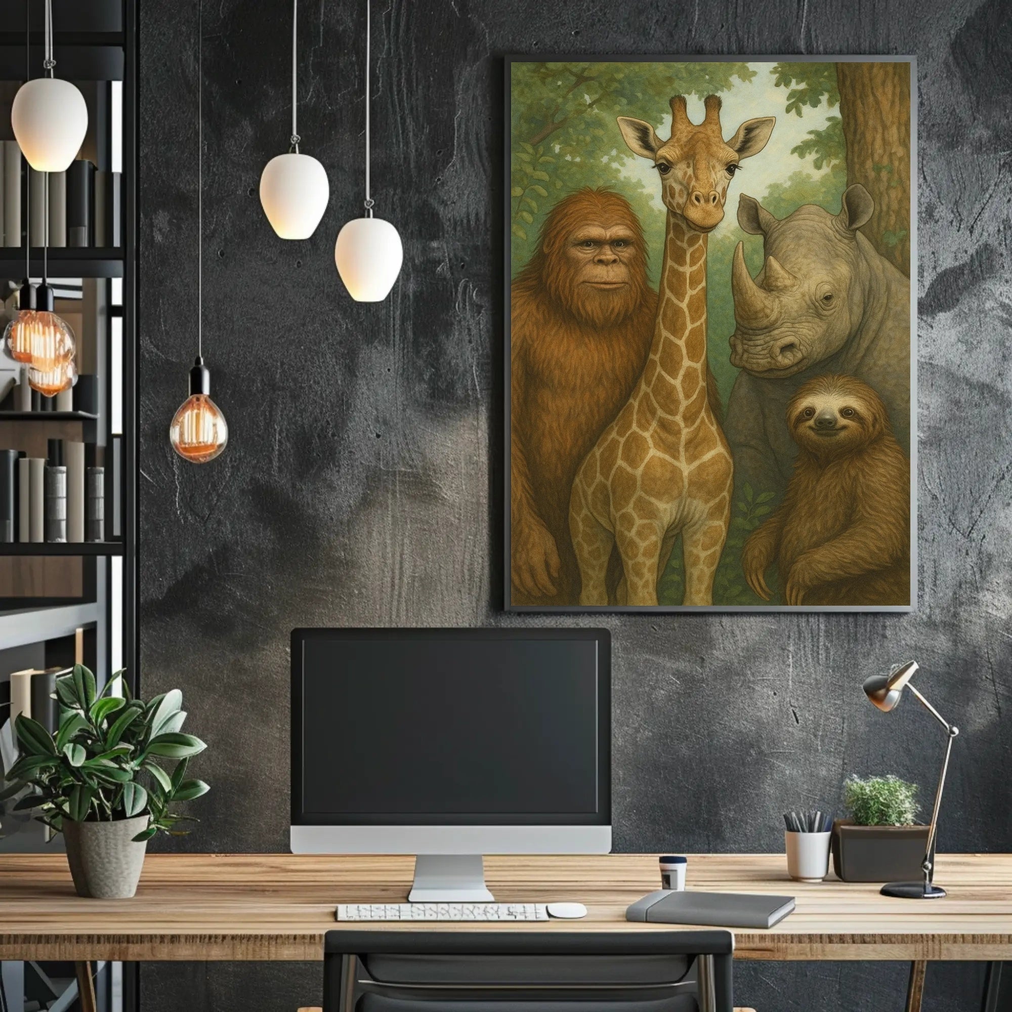 Serene Wildlife Harmony in Forest Scene Animal Poster