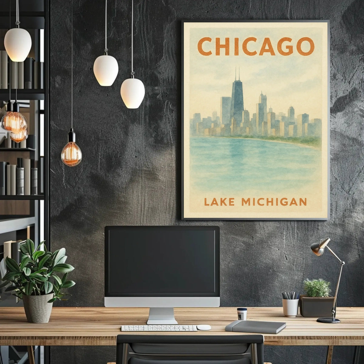Chicago Skyline and Lake Michigan Poster