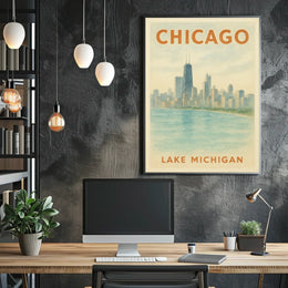 Chicago Skyline and Lake Michigan Poster