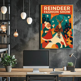 Reindeer Fashion Show Holiday Retro Vintage Artistic Poster