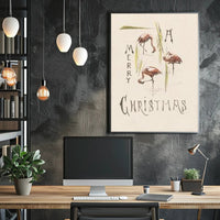 Flamingo Trio Merry Christmas Poster