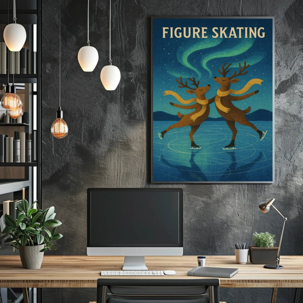 Whimsical Reindeer Skating Adventure Animal Poster
