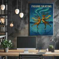 Whimsical Reindeer Skating Adventure Animal Poster