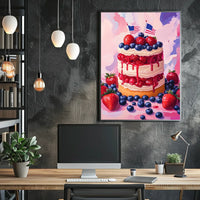 Vibrant American Flag Street Scene Impressionist Poster