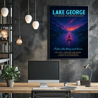 Lake George Vintage Twilight Poster: Serene Scenic Beauty