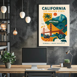 California The Golden State Wall Art Print PosterGoat