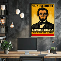 Abraham Lincoln 16th President of the United States Inked Comic Style Poster