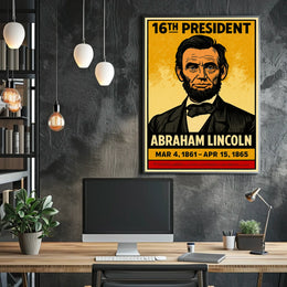 Abraham Lincoln 16th President of the United States Inked Comic Style Poster