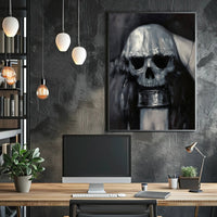 Eerie Skull Monochrome Artwork in Abstract or Artistic Poster PosterGoat