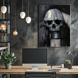 Eerie Skull Monochrome Artwork in Abstract or Artistic Poster PosterGoat