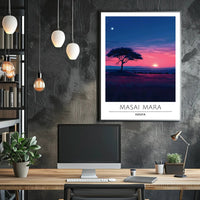 Masai Mara Sunset Travel Poster