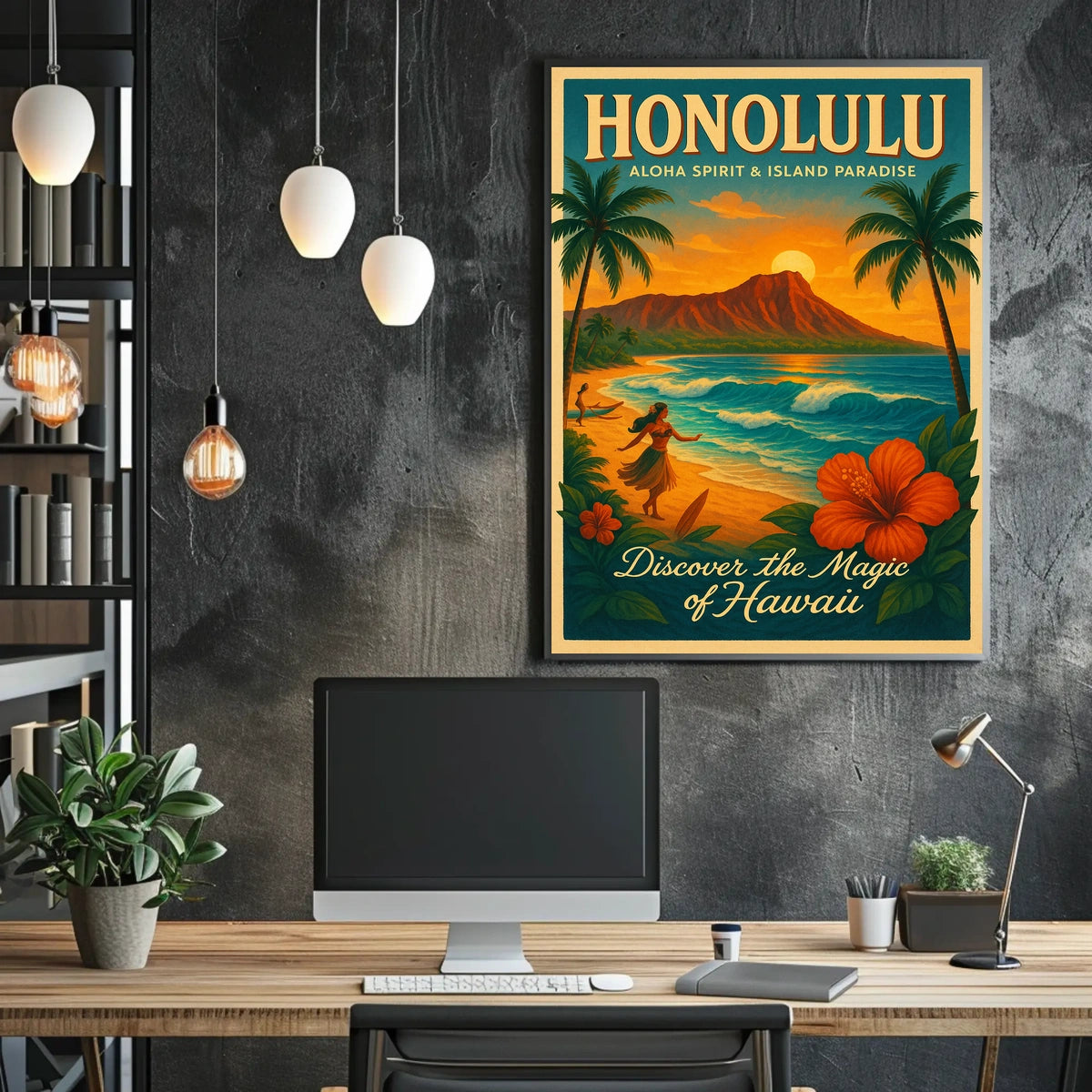 Hawaiian Paradise Vintage Travel Poster Discover Adventure