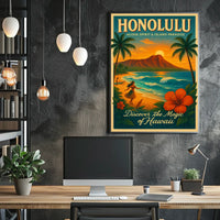 Hawaiian Paradise Vintage Travel Poster Discover Adventure