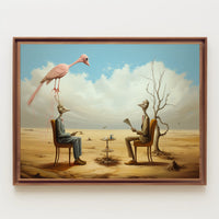 Surreal Bird-Headed Figures Formal Meeting Artistic Poster
