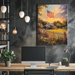 peaceful farmhouse landscape Poster