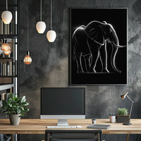 Illuminated Elephant Silhouette Poster
