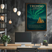 Tromso Northern Lights Poster Vintage Travel Print