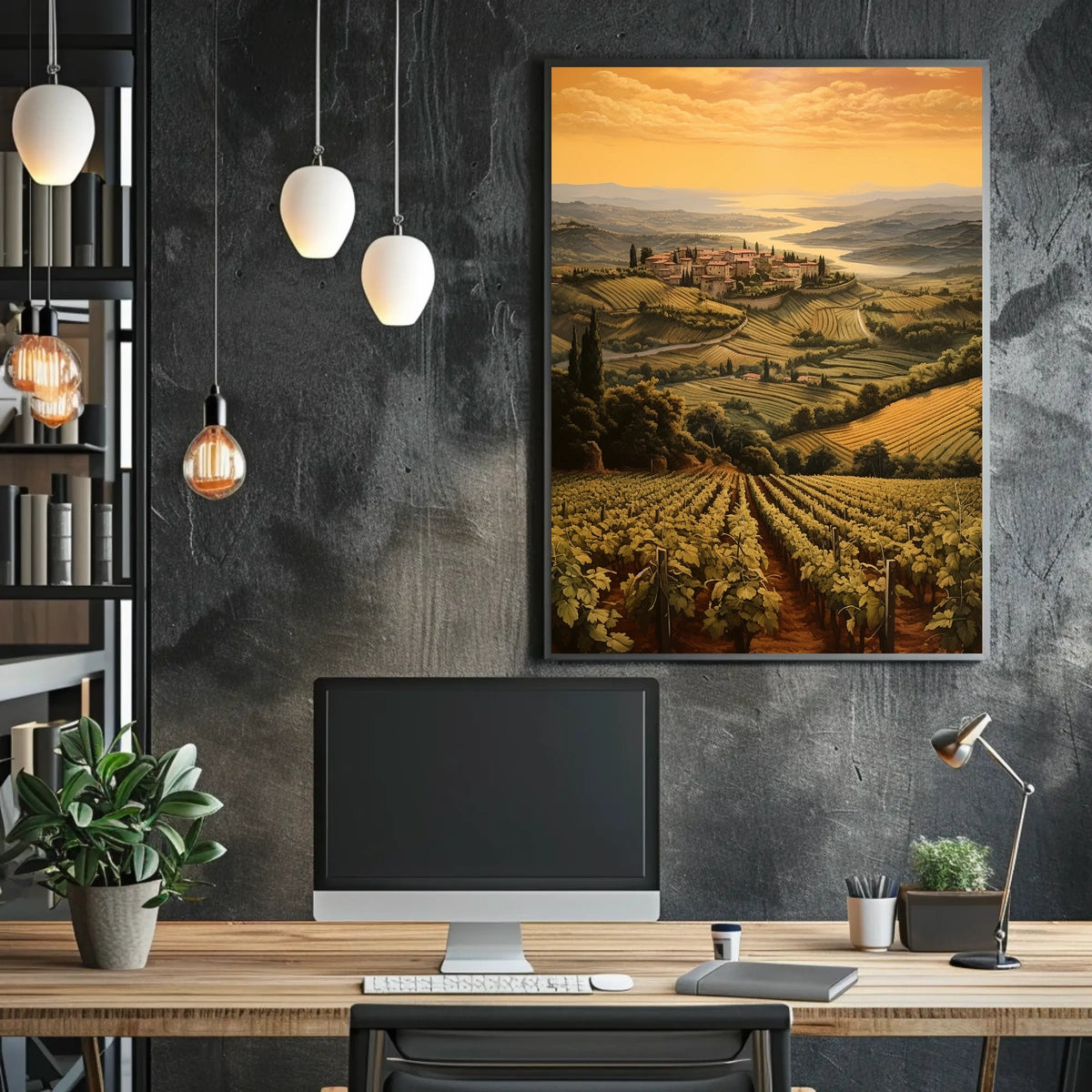 Tuscany Sunset Landscape Photorealistic Travel Poster