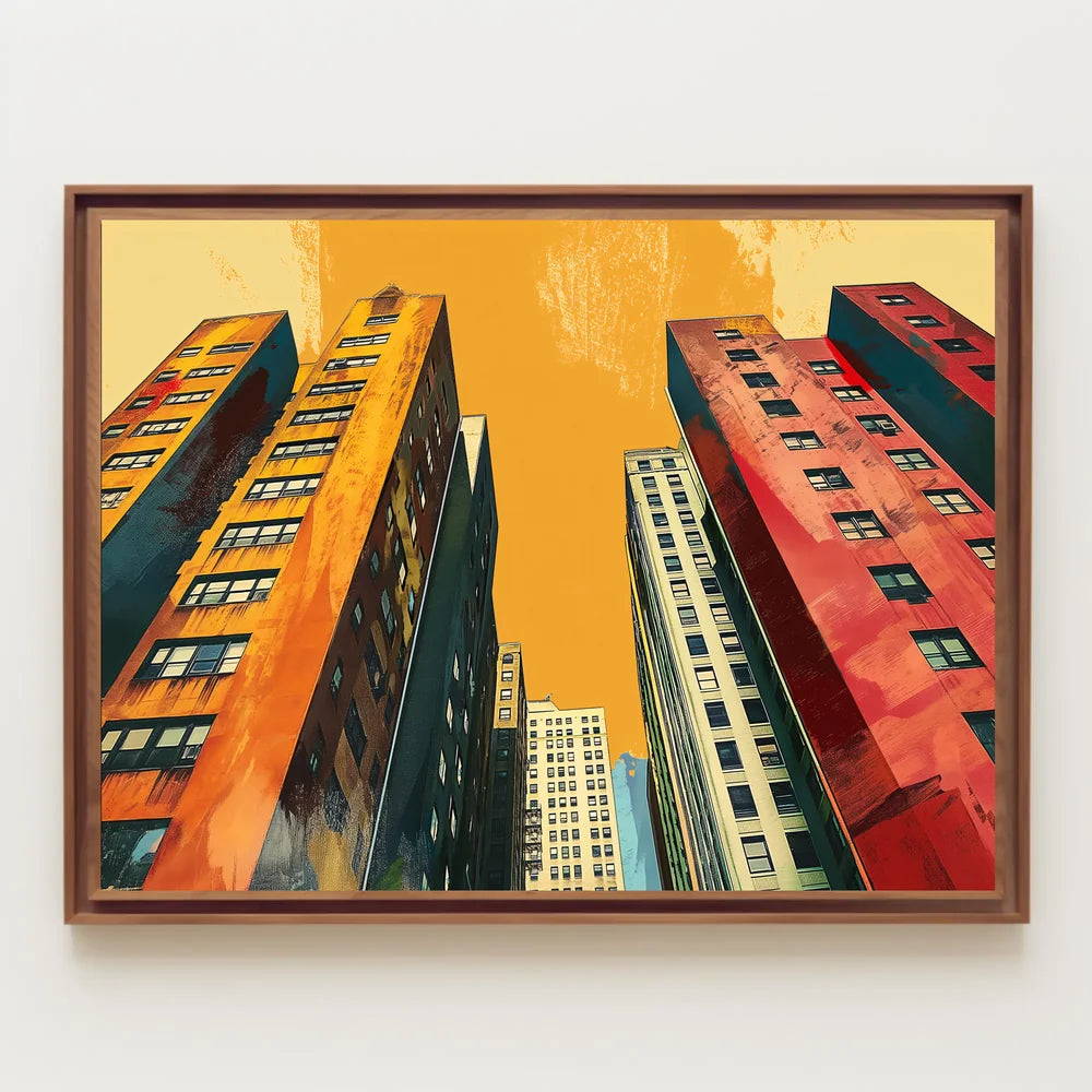 Urban Skyline Pop Art Poster: Vibrant Cityscape