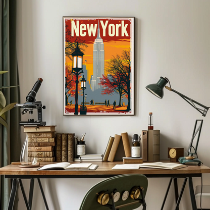 Empire State Building Vintage New York Style Poster